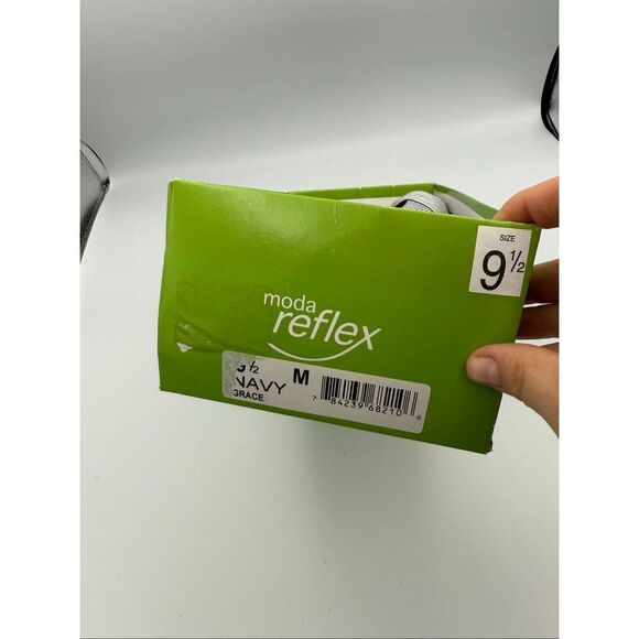 Moda Reflex Womens Navy White Stripe Cork Wedge Peep Toe Shoes Size 9.5 - Picture 3 of 9